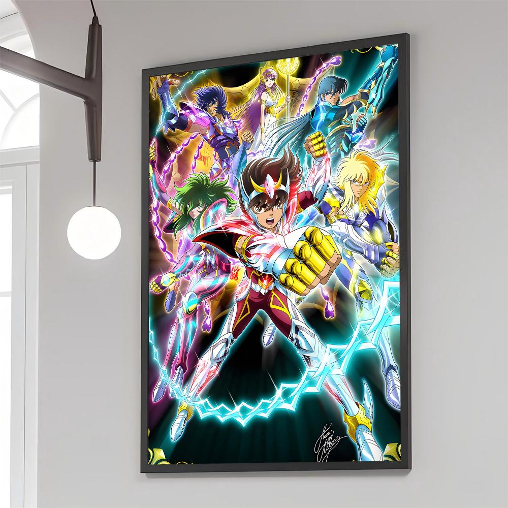 1 Pezzo Poster Saint Seiya Film Poster Adesivi Carta Kraft Retrò Adesivo Fai da Te Stanza Bar Caffè Estetica Arte Pittura Murale