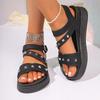 Fashion 2025 Summer Buckle Strap Women's Sandals Fashion Rivet New Casual Plus Size Comfortable Open Toe Best Seller Platform Sandals