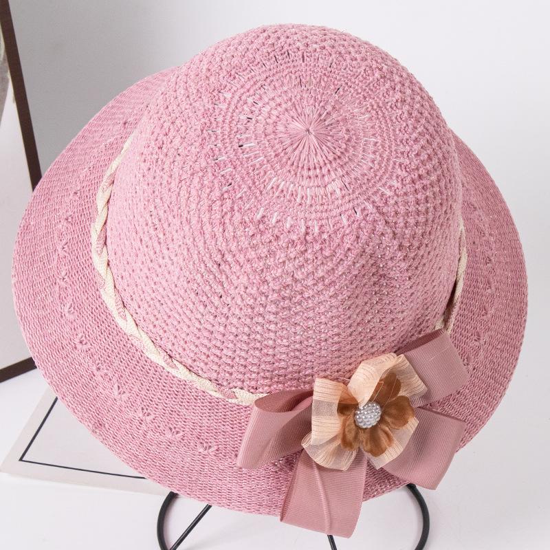 WTEMPO Elegant Floral Bow Decorated Sun Hats Breathable Foldable Hollow-out Caps Spring Summer Fashion Versatile Casual Beach Fishing Hats