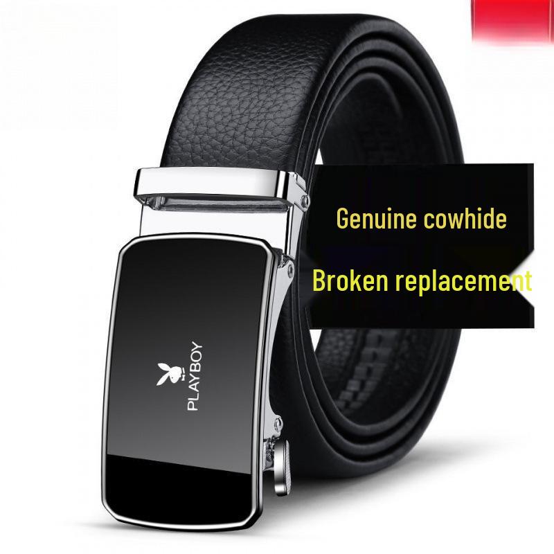 Playboy Men's Genuine Leather Automatic Buckle Belt - Business & Casual Fashion