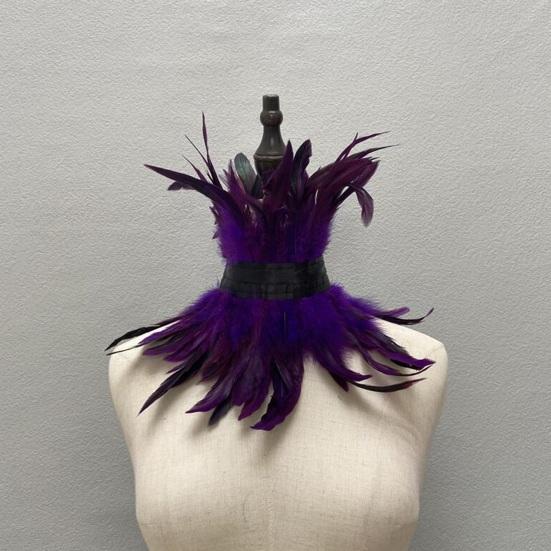 Sexy Lace Stitching Women Neck Sleeve Faux Feather Fake Collar Punk Party Cosplay False Scarf Fashion Accessories