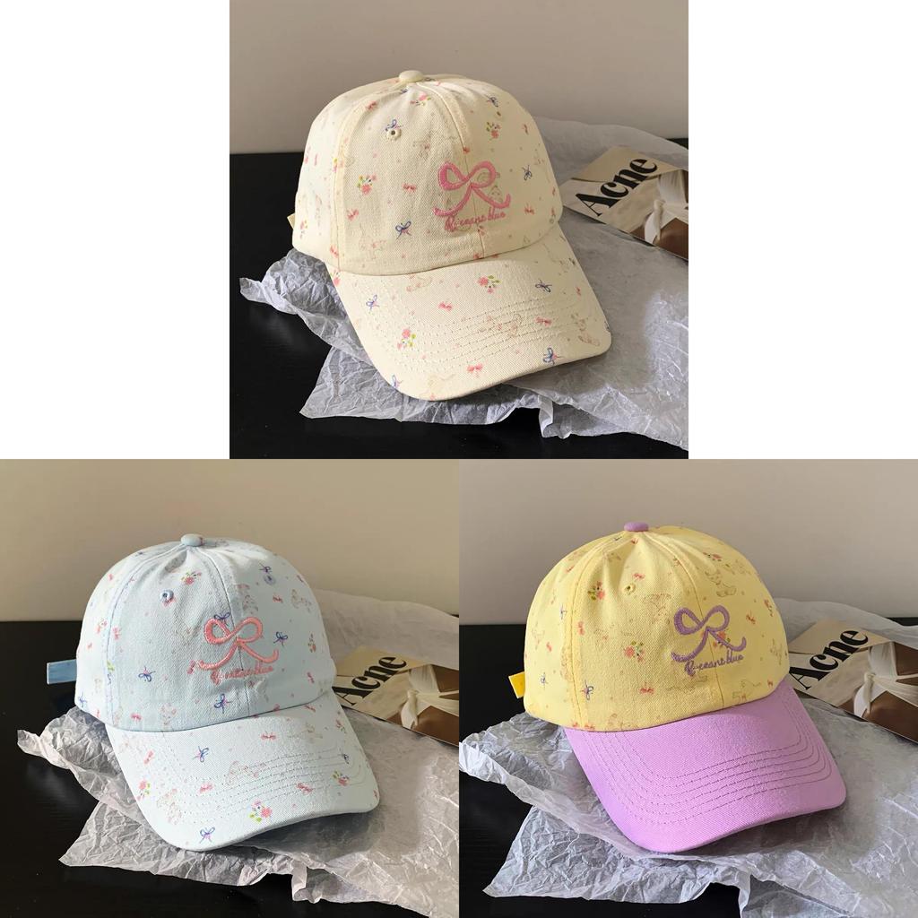Embroidered Butterfly Bow Baseball Cap With Breathable Cotton Material For Casual Wear