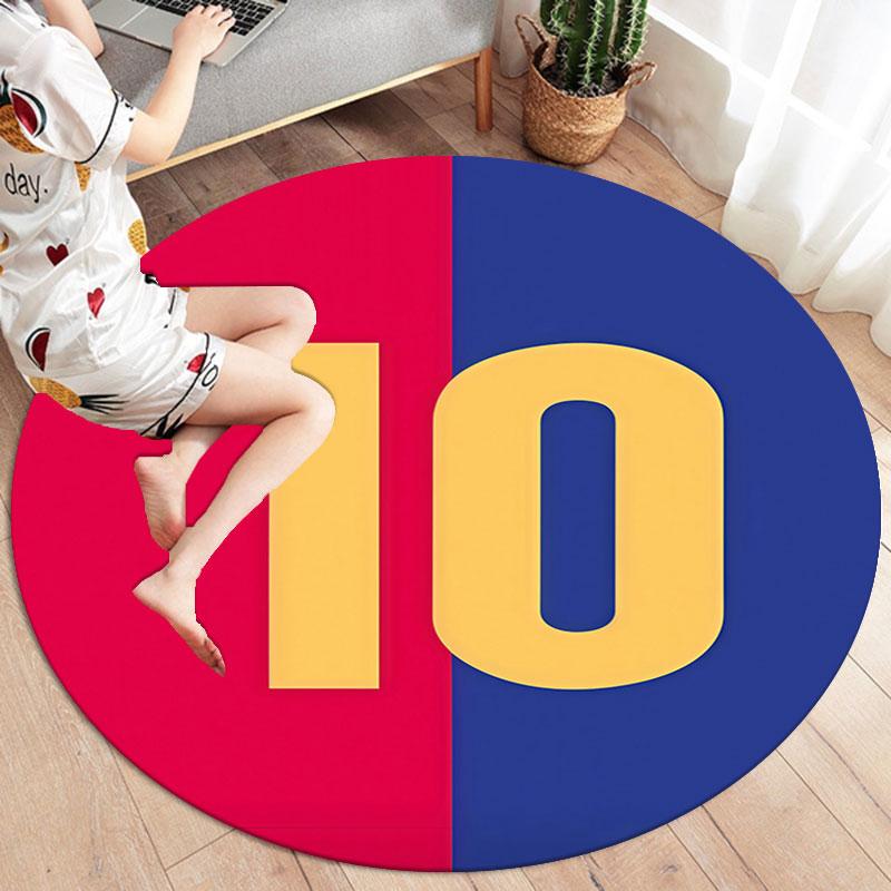 Lionel Messi Round Area Rug,Carpet Rug for Living Room Bedroom Sofa Playroom Decor,Non-slip Floor Mat
