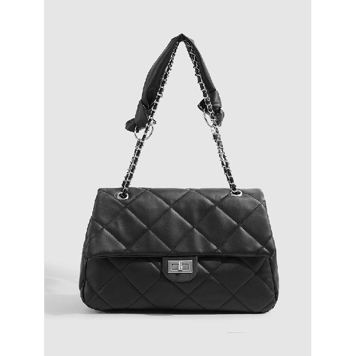 2025 New Model Small-style High-end Quilted Chain Bag for Women, Fashionable Commuting Versatile Small Square Bag, Shoulder and Crossbody Bag чёрный
