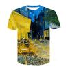 Summer Oil Womens Printing 3d Painting Masterpiece Pattern Fashion Oneck Short Sleeve Trendy Loose Personality Plus Size Top
