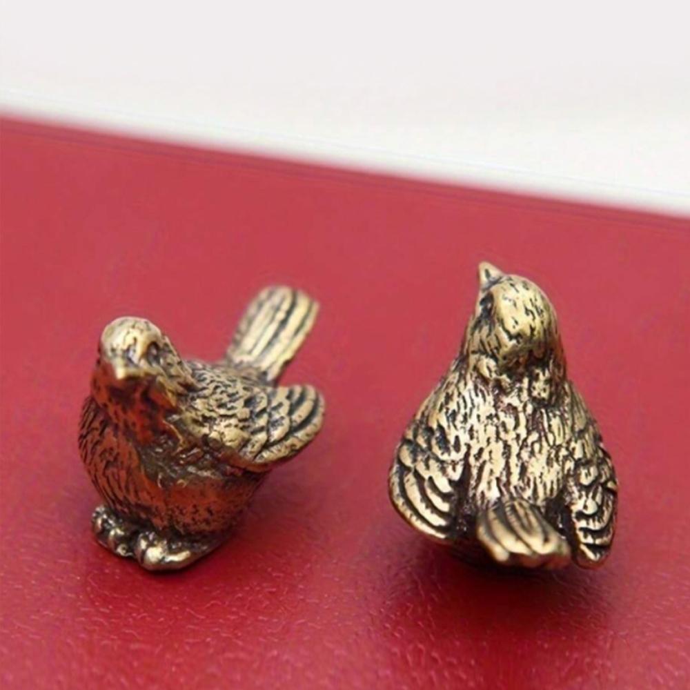 Sparrow Tea Pet Vintage Brass Mini Sparrow Bird Figurine Ornament Sculpture  Home Office Desktop Decor