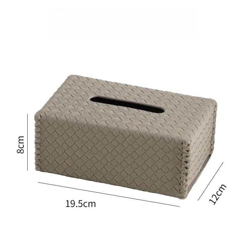 Luxury Woven Leather Tissue Box Cover, Creative Minimalist Napkin Holder for Living Room Desktop, High-End Home Decor Organizer