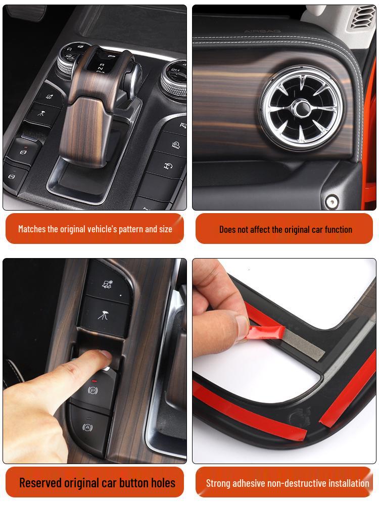 Tank 300 Interior Wood Grain Decorative Stickers for Console, Gear Shift, Air Outlet, and Steering Wheel