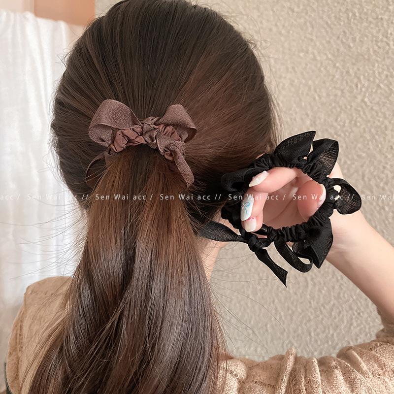 Bow folds tie hair ring Women do not hurt hair High elastic ball head rope does not restrain hair Small intestine ring
