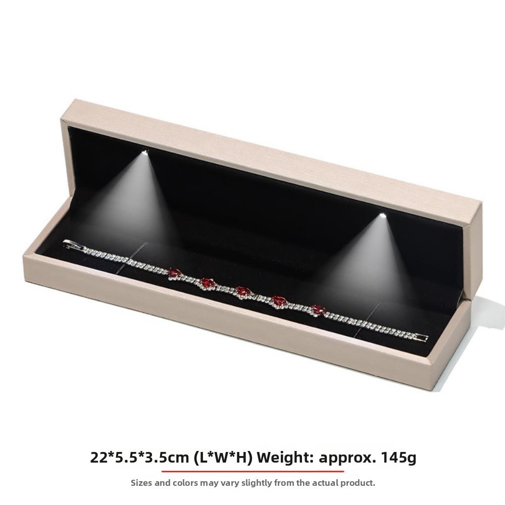 LED Light Jewelry Display Storage Box PU Leather Bracelet Ring Necklace Organizer  Wedding Gift