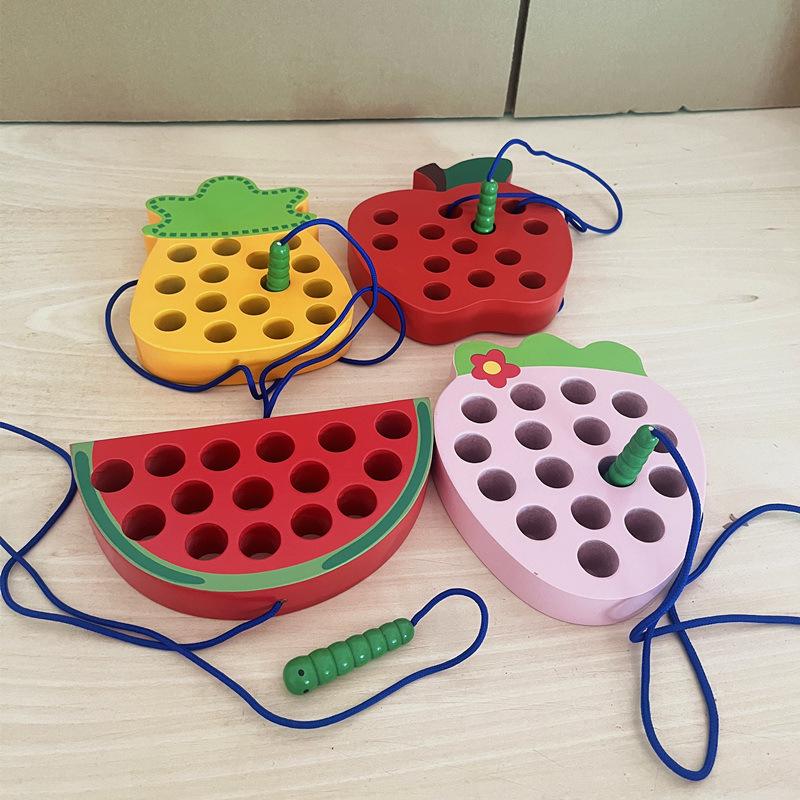 

Wooden Apple Threading Toy for Fine Motor Skills & Early Education (Ages 1-3)