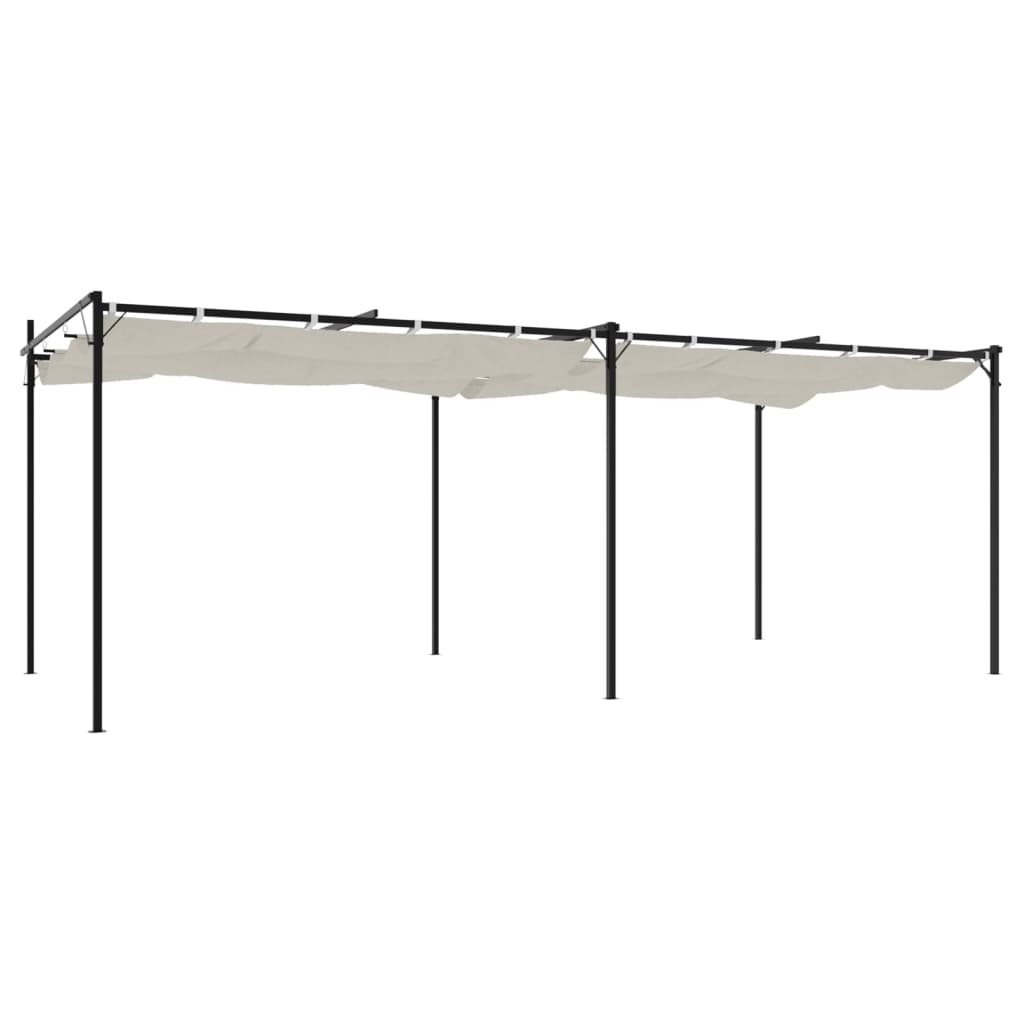 Pergola with Sliding Roof Cream 589 X 292 X 230 Cm