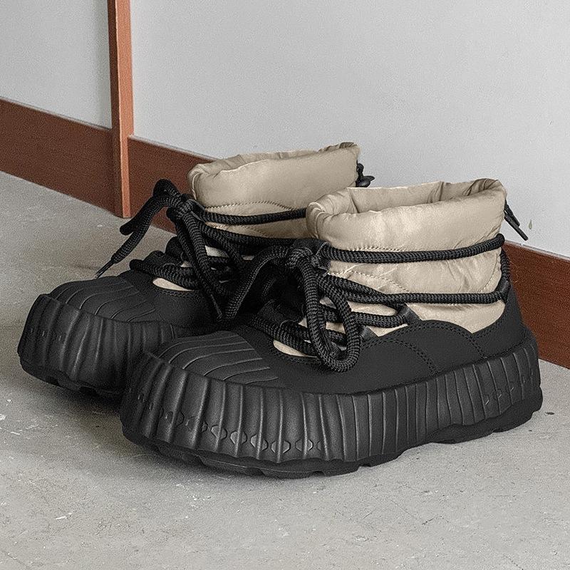 Snow Boots, New Winter Velvet and Velvet Warm Cotton Shoes, Dissolving Soles, Platform Casual Bread Shoes