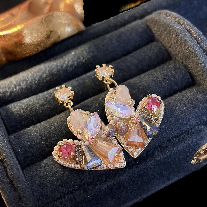 Kolczyki z frędzlami w kształcie łzy z cyrkoniami i motylami - Lekki luksusowa biżuteria modowa dla kobiet