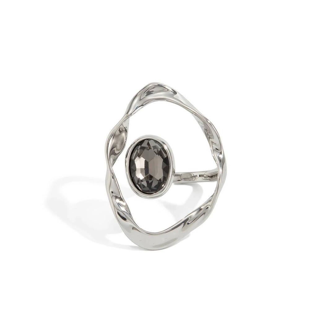 SHIXIN Creative Big Rhinestone Acrylic Ring Women Fashion Irregular Hollow Out Geometry Knuckle Ring Party Jewelry Accessories