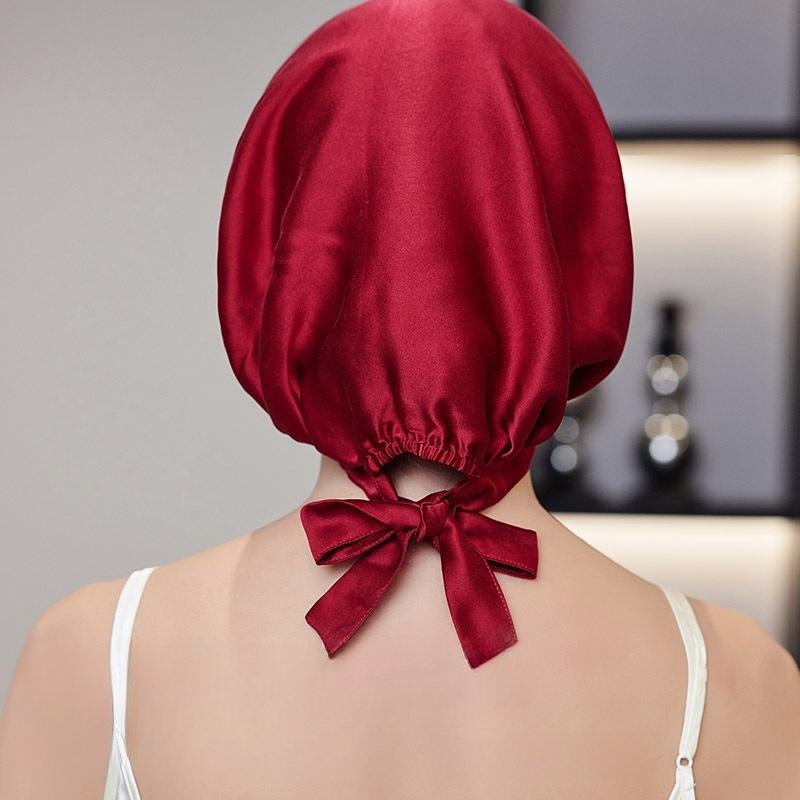 100% Mulberry Silk Bonnet Sleep Cap for Woman Night Hat 16 Momme with Adjustable Ribbons Hair Care