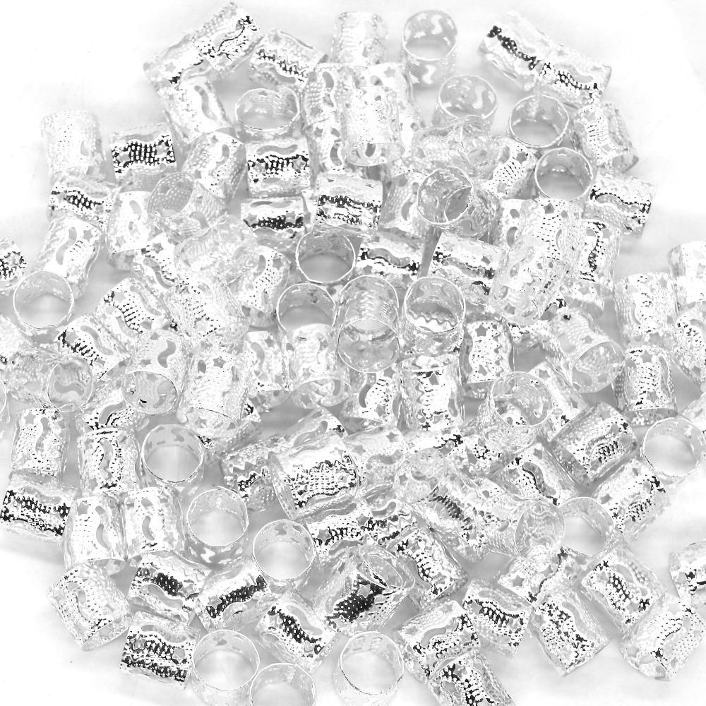 

50Pcs Silver Dirty Braids Beads Gold Dreadlock Hair Rings Cuff Clip Hair Braids DIY