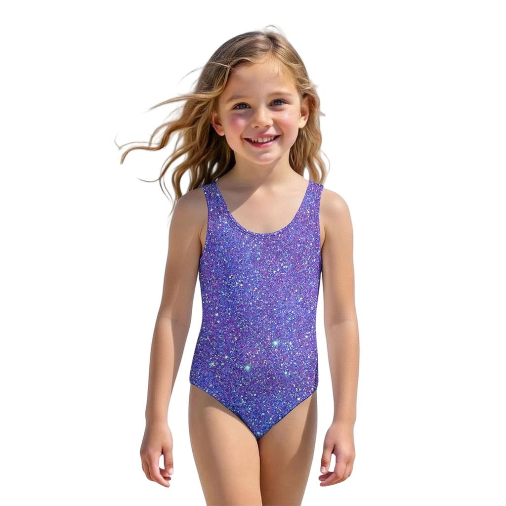 Mädchen Badeanzug Pailletten-Print Ärmellos Kinder Badebekleidung Bequeme Passform Leichter Stoff Geeignet für Sommer Strand Pool