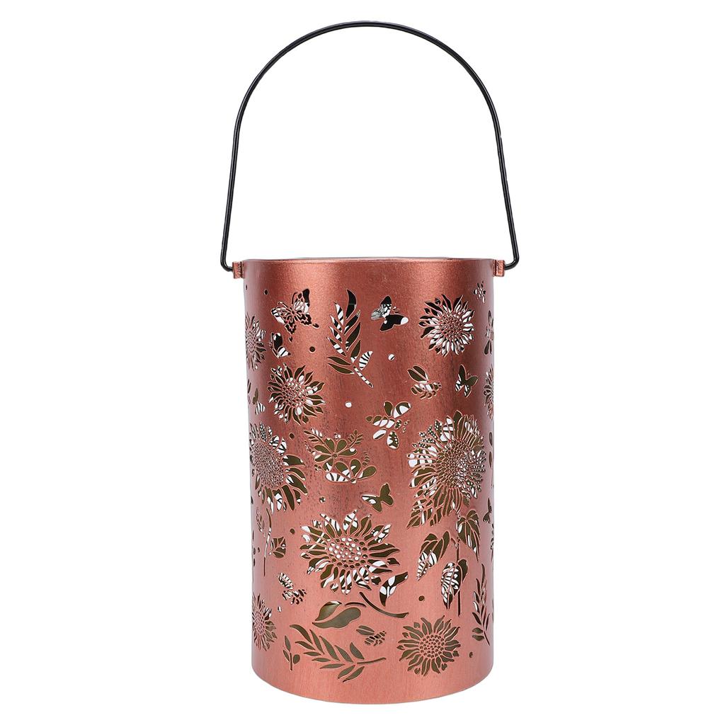 Solar Hollowed Out Hanging Light Metal Sunflower Hanging Solar Lantern for Garden Patio Yard
