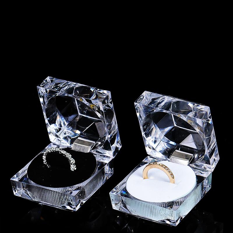 Acryl Transparent Kristall Ringbox Halter Schmuckverpackung Geschenketui Für Antrag Hochzeitsring Display Aufbewahrung Organizer