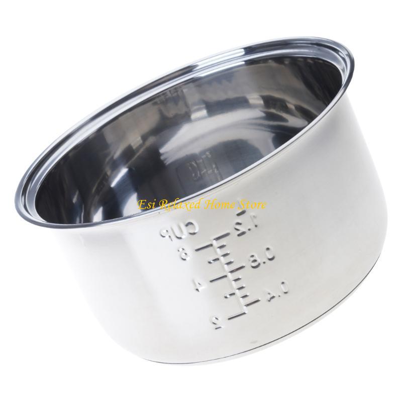 B46E 304 Stainless Steel Rice Cooker Inner Pot Dishwasher Safe Inside Bowl With Even Heating Base Replacement Accessory