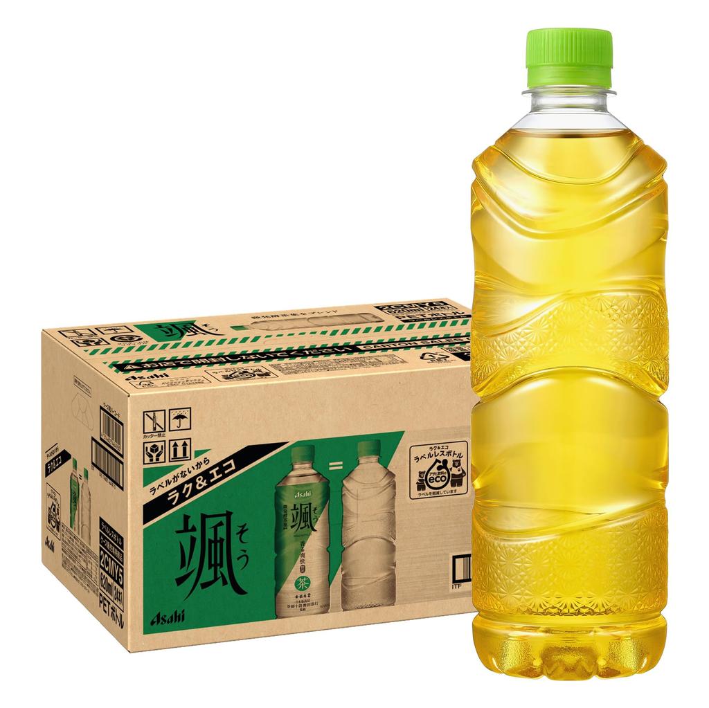 Asahi Soft Drinks Hayate Labelless Bottle 620ml x 24 bottles [Tea] [Green Tea]