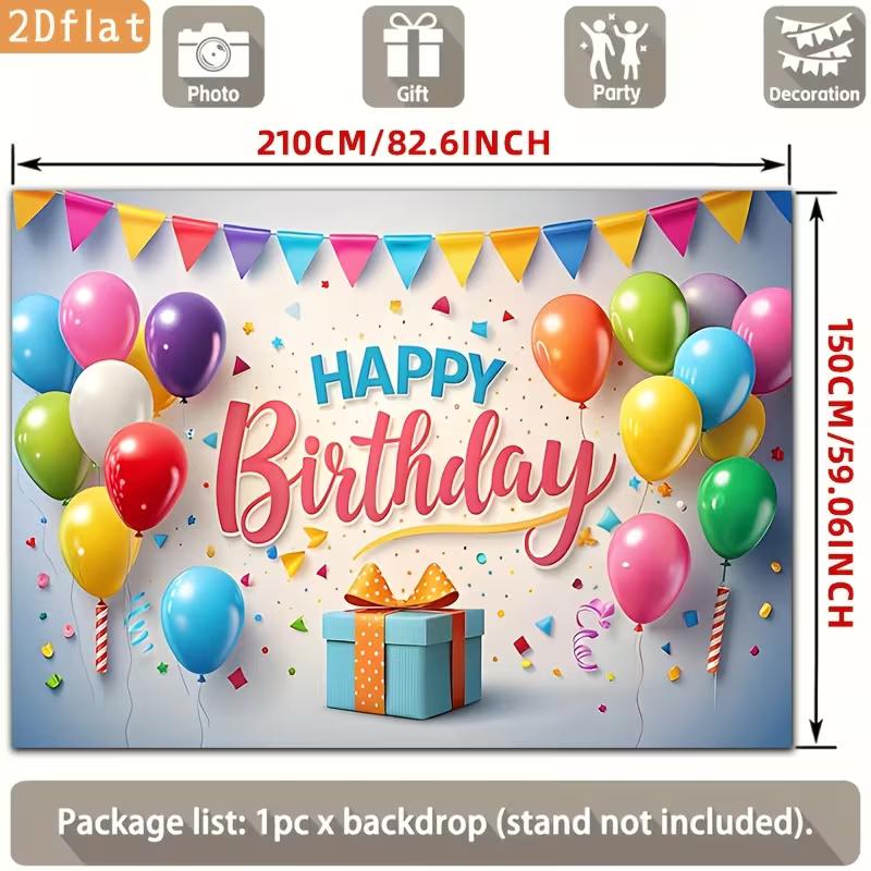 

2D Cheerful Colorful Birthday Backdrop for Children s Birthday Celebrations 47.2x31.5inch/120*80cm