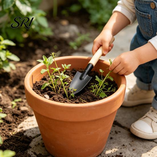 Non-slip Handle Gardening Tools 3Pcs/Set Small Wood Hand Shovel Rake Trowel Heavy Wooden Garden Duty Metal for Balcony Succulents Flower Pots Planting