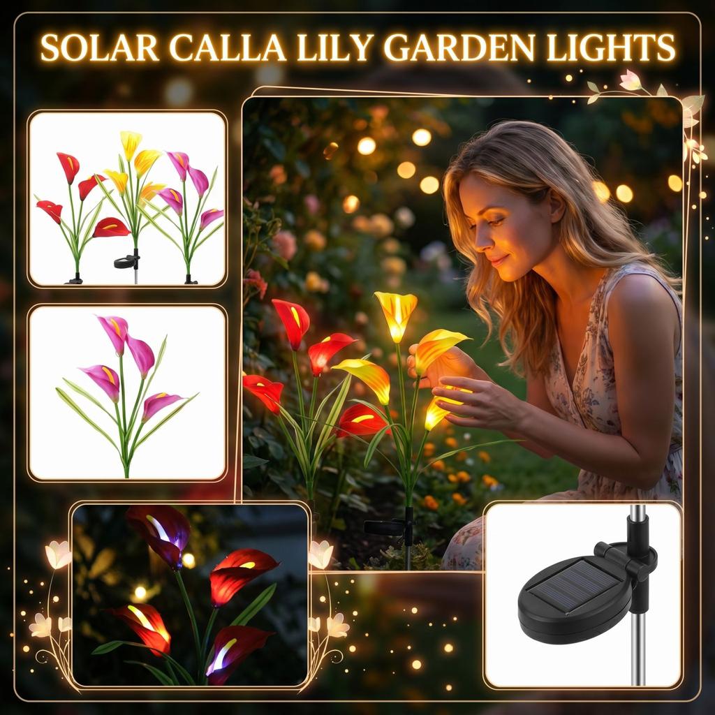 Solar Powered Artificial Flower Garden Light Outdoor Decorative Lawn Lamp with Stake for Patio Yard Pathway Landscape Lighting