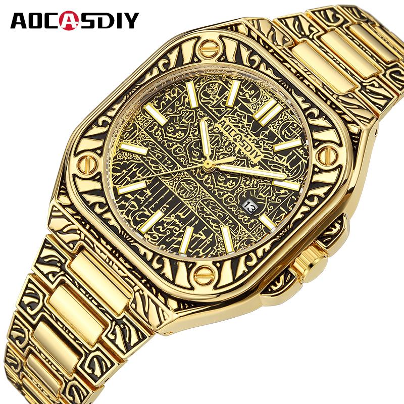 Vintage Men Quartz Watch Luxury Auto Calendar Specific Lines Stainless Steel Strap Wristwatch For Mans Analog