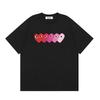Unisex Cotton Graphic Tee With Overlapping Heart Print Loose Fit Short Sleeve T-Shirt Casual Wear