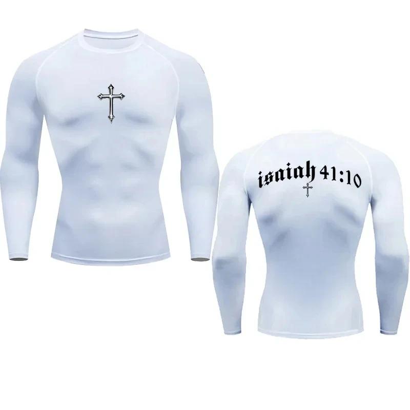 Camiseta de Compresión Gráfica Cruz de Jesús Cristo para Hombre, Ropa Interior Deportiva para Gimnasio, Rash Guard, Camiseta Deportiva de Secado Rápido