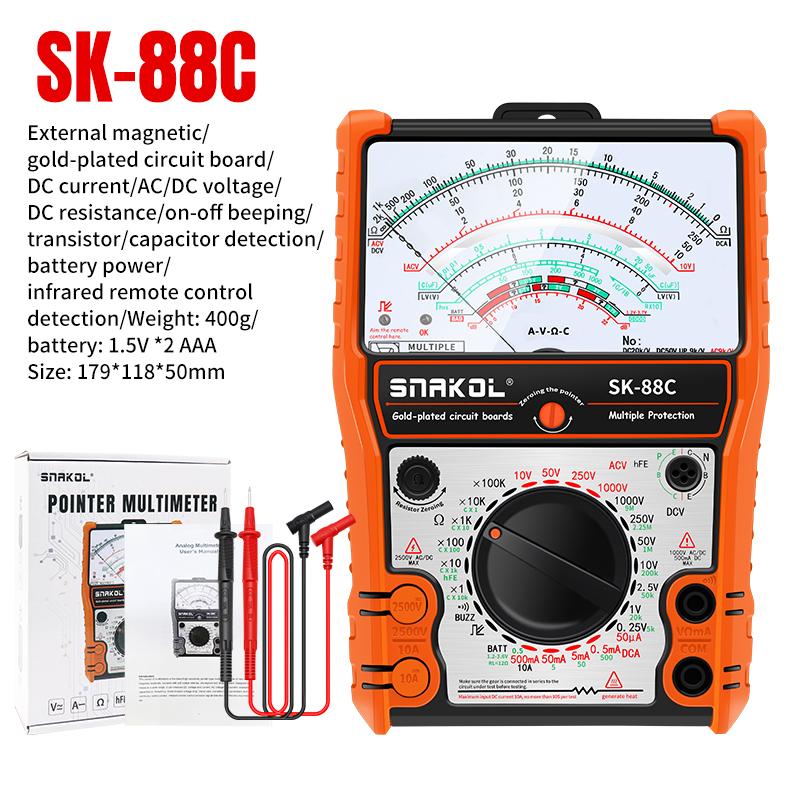

Snakol 88C Pointer Multimeter AC/DC 2500V Volt-Ammeter Professional Analog Multimetro Resistor Tester With Coat Electrician Tool