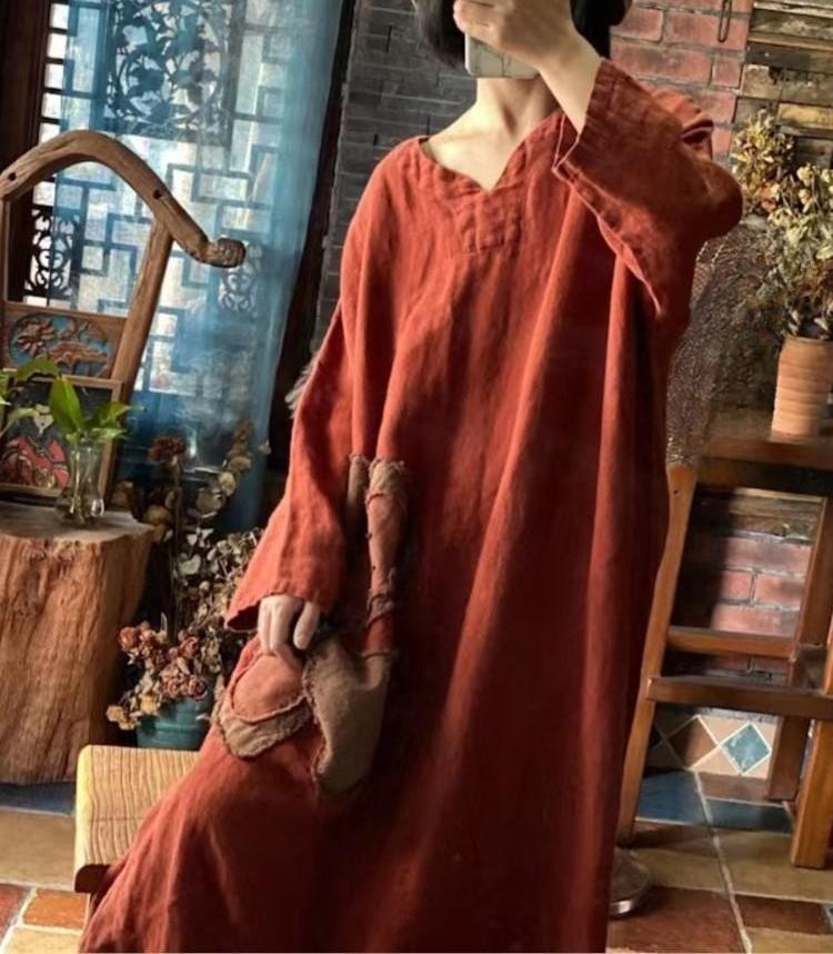 Dámské Vintage volné šaty Šaty s výstřihem do V