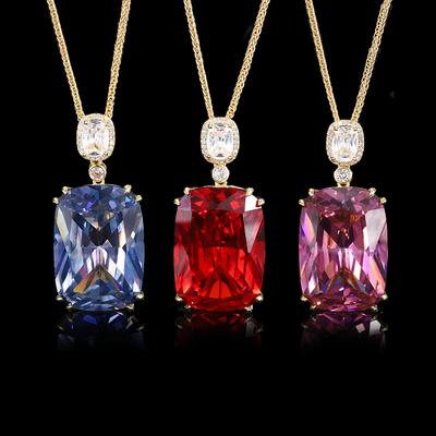 Jewelry Copper Bottom Gold-Plated Imitation Colored Treasure Generous Diamond Gold Pendant Necklace 20 * 28