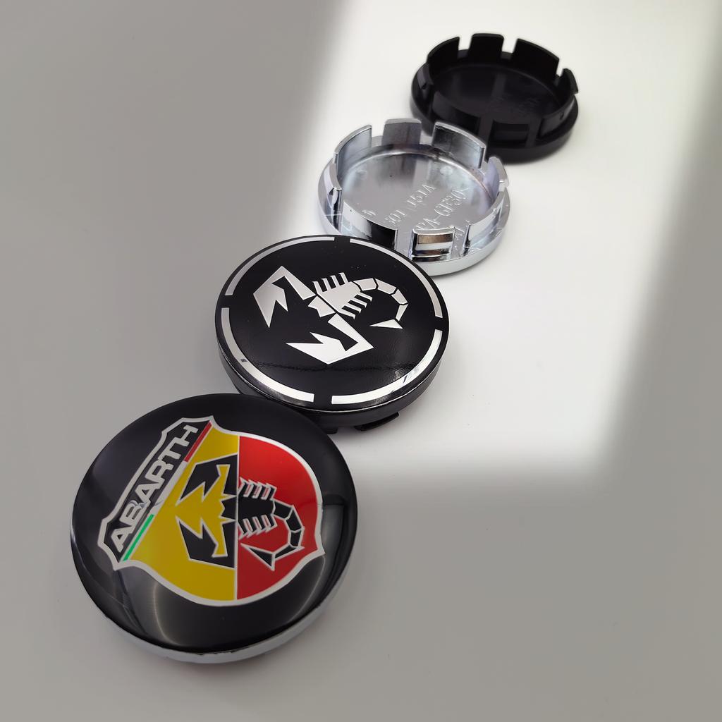 4pcs fiat Abarth 3D Logo Car Emblems 56mm/60mm Wheel Center Hub Caps Dust-Proof Rim Refit Badges Sticker Styling Accessories