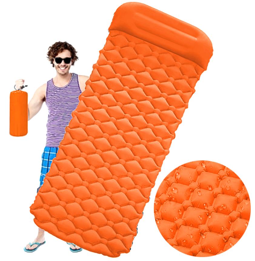 Inflatable Swimming Mattress, Tourist Sleeping Mat, Foldable for a Pillow Tent