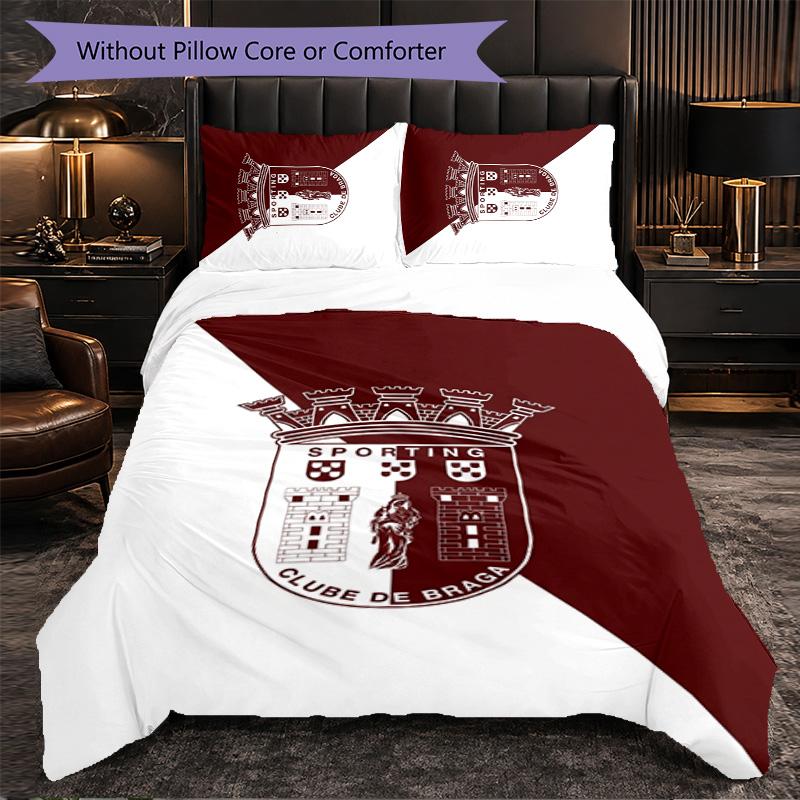 Braga FC Themed Bedding 3Pcs Duvet Cover Set Decorative Bed Linen For Teen Room Home Decoration