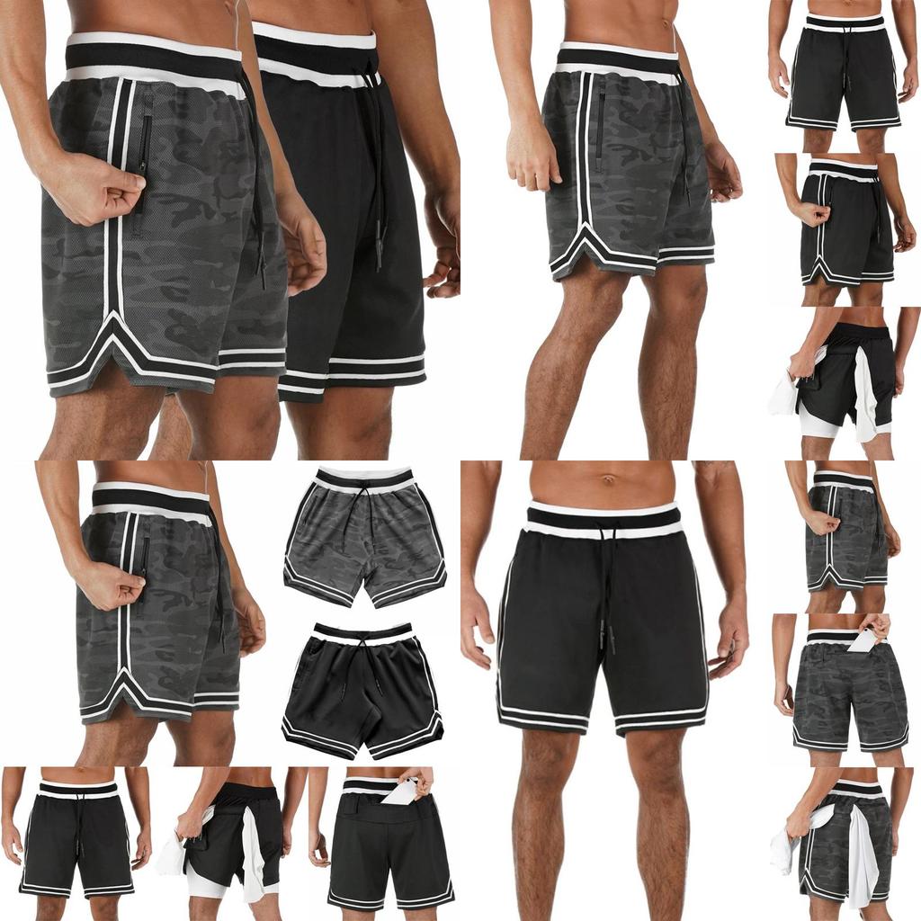 Men's Fitness Sports Shorts With Adjustable Waist And Hidden Zipper Pockets