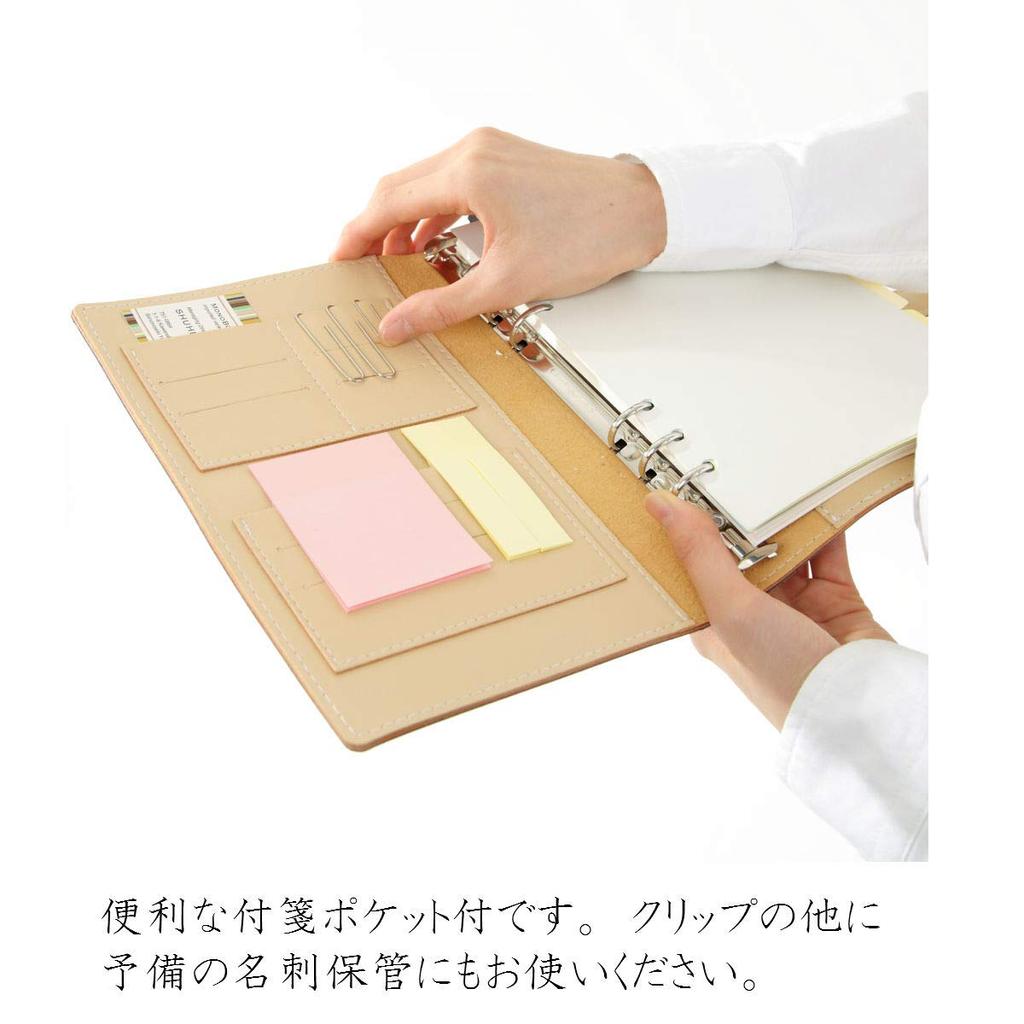 Monobox Japan Vegan Leather A5 Sticky Note 10 Easy To Refill Refill Planner, Size, 6-Hole, Double-Stitched, Pocket, Refills, Clean, Business-Specific
