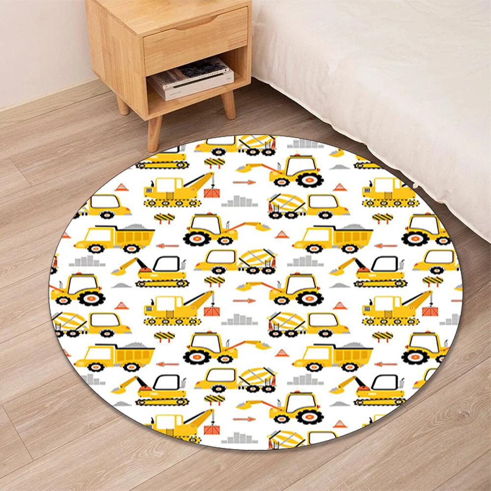 Tappeto Rotondo Stampato Escavatore Tappeto per Sedia Tappeto per Area Tappetini per Ingresso, per Sedia da Ufficio Soggiorno Camera da Letto Cucina.