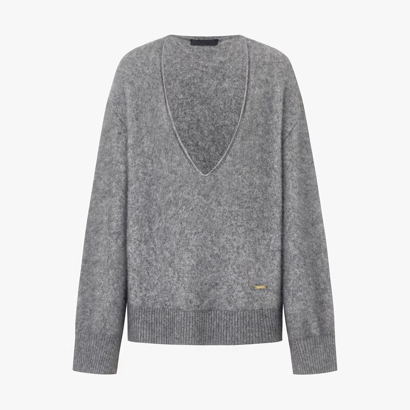 MO&Co. Women's Raccoon Wool Blend V-Neck Sweater
