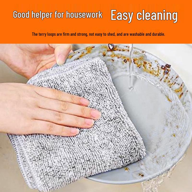 Thick Bamboo Charcoal Gray Dishcloth: Non-Shedding, Highly Absorbent Kitchen Cleaning Cloth