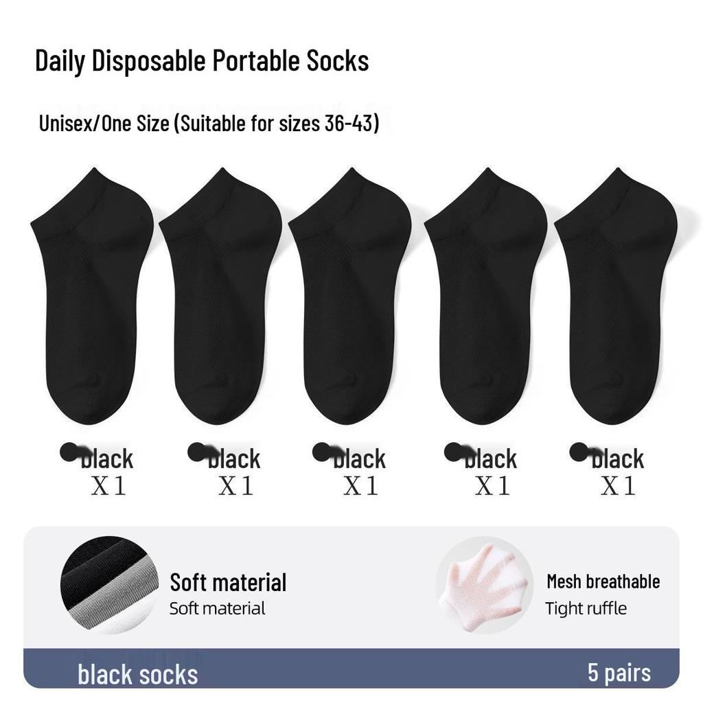 Disposable Mid-Calf Cotton Socks for Men and Women - Breathable, Sweat-Absorbent, Odor-Resistant for Travel and Daily Use.