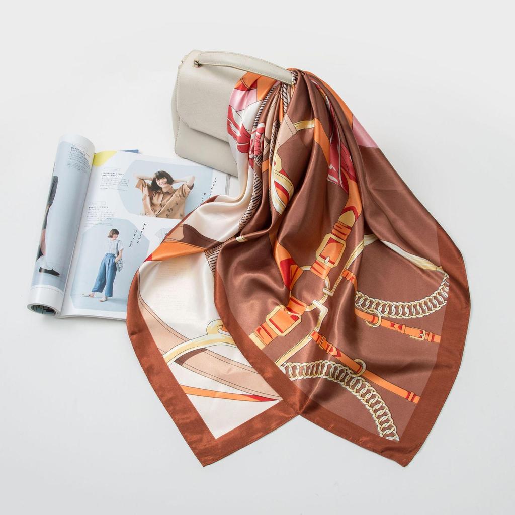 Simulation Silk 90cm Large Square Scarf Silk Scarf Female New 2026 Spring and Fall Models of Foreign Fashion Shirt Large Square Scarf Mother Scarf