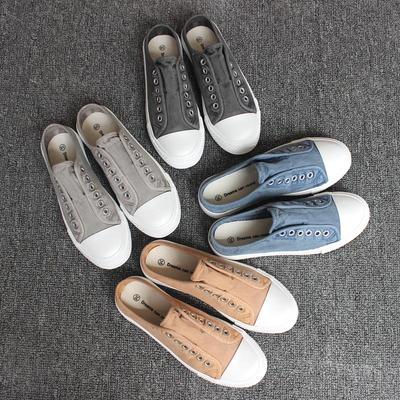 Washed Distressed Women's Canvas Slip-On Shoes – Soft, Comfortable, Korean Style