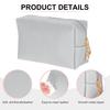 uxcell PU Leather Square Makeup Waterproof Cosmetic Organizer Bag with Makeup Brush Holder for Women Pouch, Zipper, (Silver, Small)