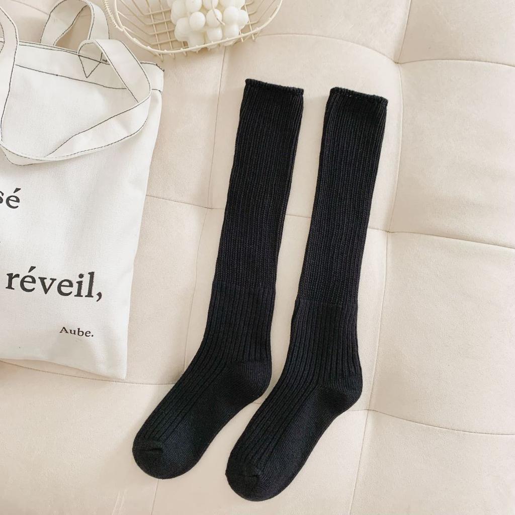 Stacked Socks, Solid Color, Thick Line Calf Socks, Summer Thin Ice Socks, Mary Jane Mid-Leg Socks, White Cotton