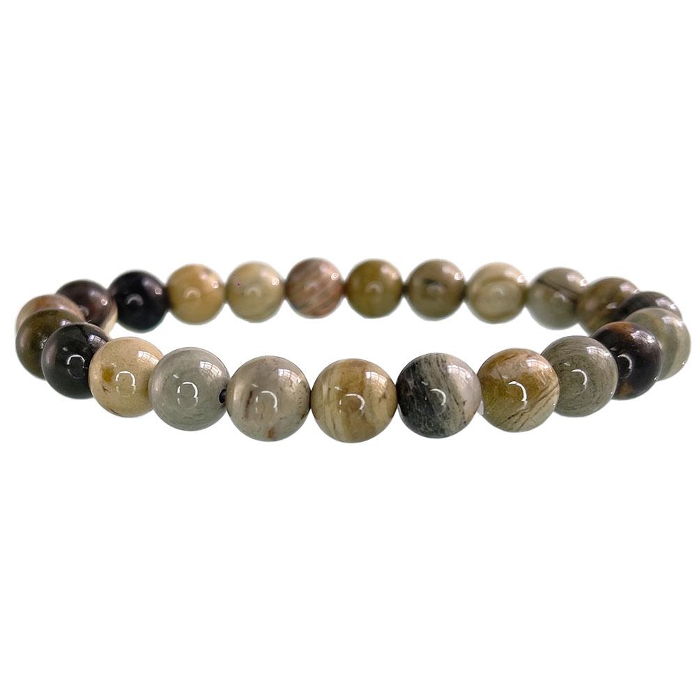 Natural Stone Beaded Bracelet 6-10mm Stretch Yoga Jewelry - Tiger Eye Turquoise Agate Jasper Healing Bangles for Women Men