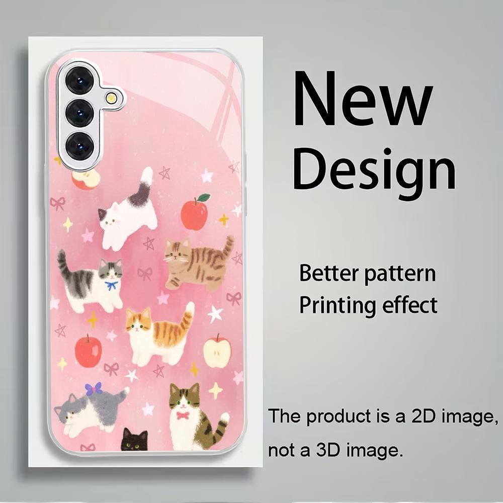 Pink cute cartoon animal silver plated glass phone case suitable for Samsung GalaxyS26 S25 S24 S22 S21 S20FE/Ultra/Plusanti drop